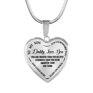 Father and Child Love Heart Pendant Necklace -Daddy Loves You, To My Son Jewelry